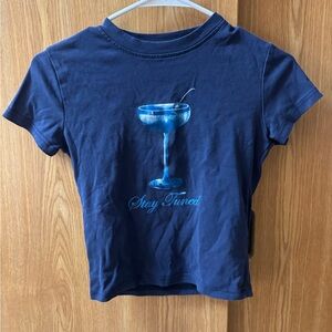 Edikted Navy Tee with Graphic Design